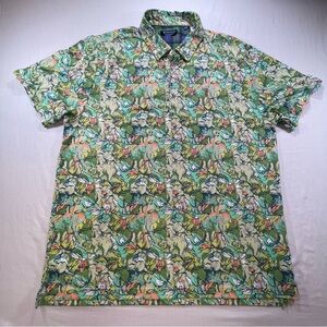 William Murray Golf XL Green Print Polo Shirt Performance Jungle PGA Wicking